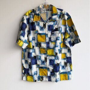 Vintage Guess 100% cotton short sleeve abstract print patchwork shirt